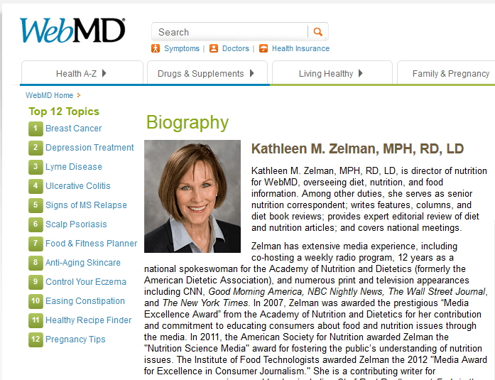 Kathleen's WebMD page