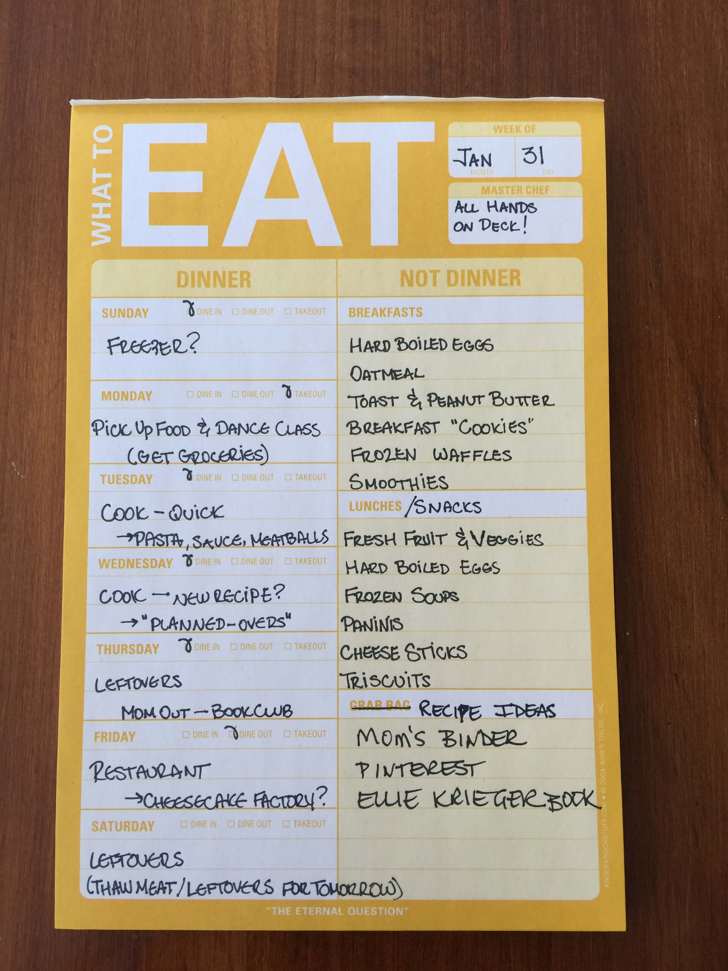 our weekly meal planner