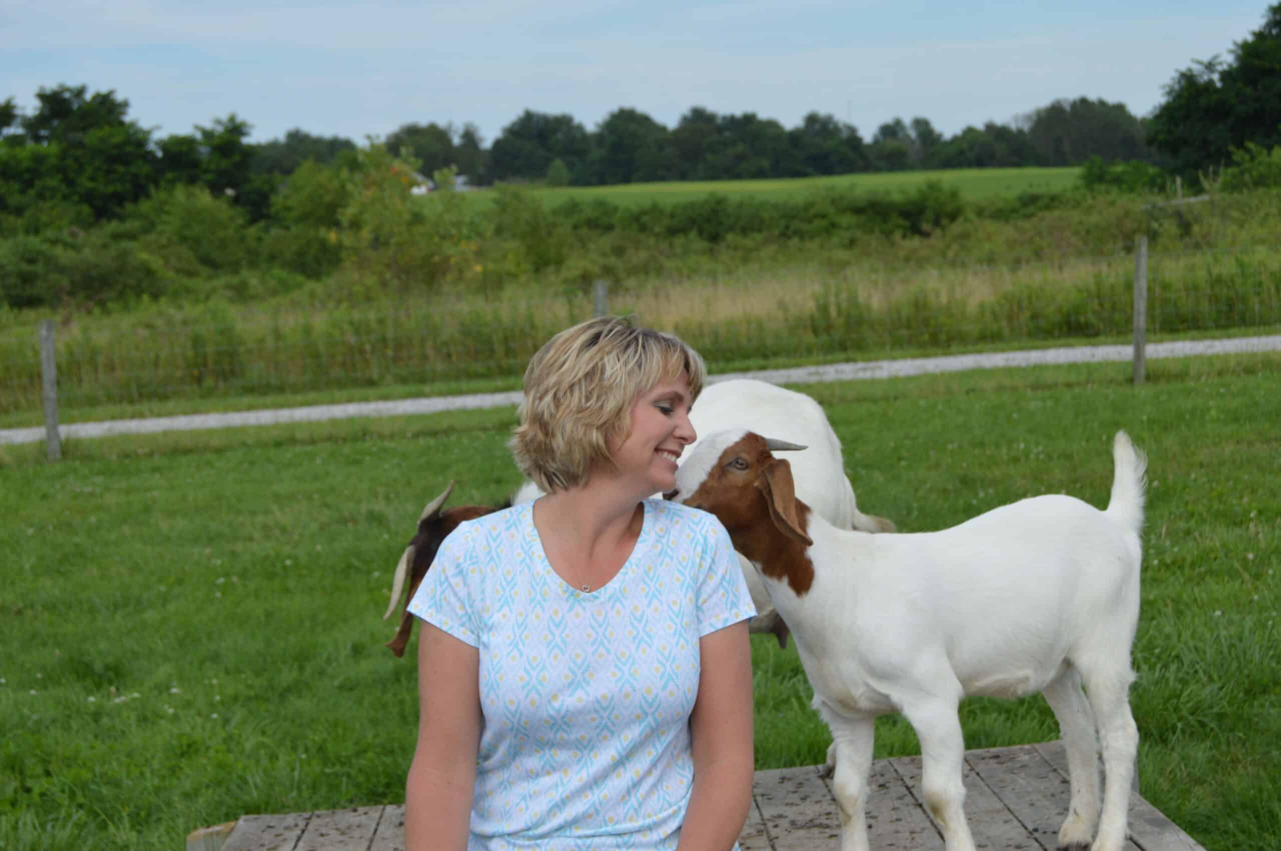 Leah and her youngest daughter Darla's goats