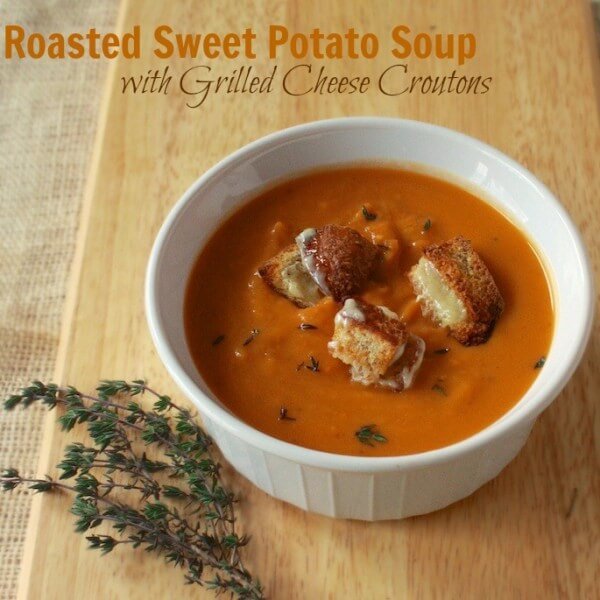 soup with grilled cheese croutons