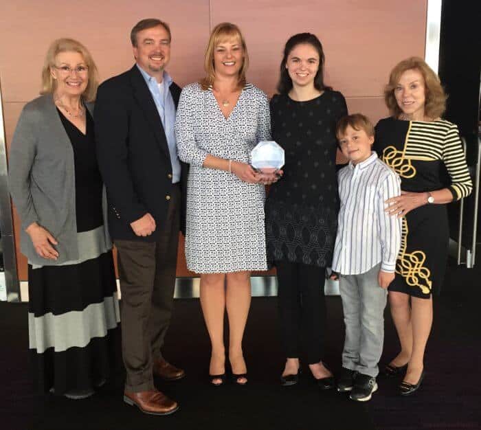 Melissa and her family after receiving the Media Excellence Award from the Academy of Nutrition and Dietetics