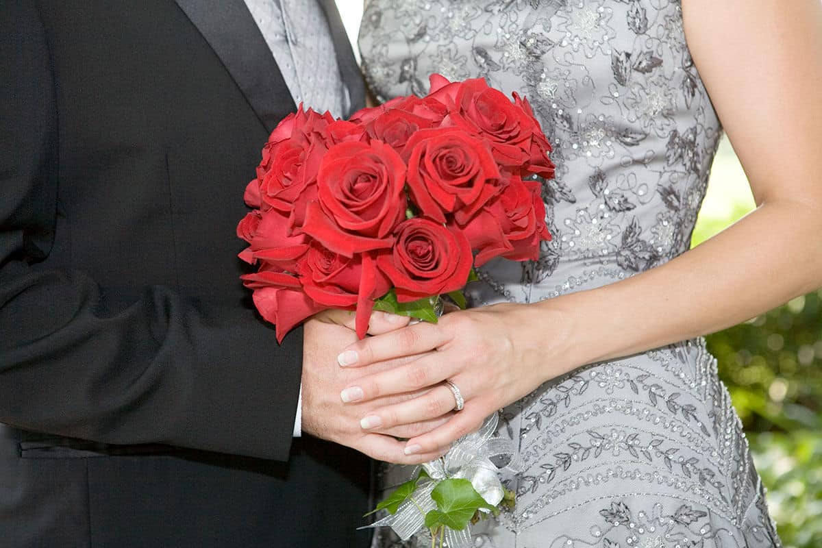 Melissa Dobbins' Wedding with Red Roses