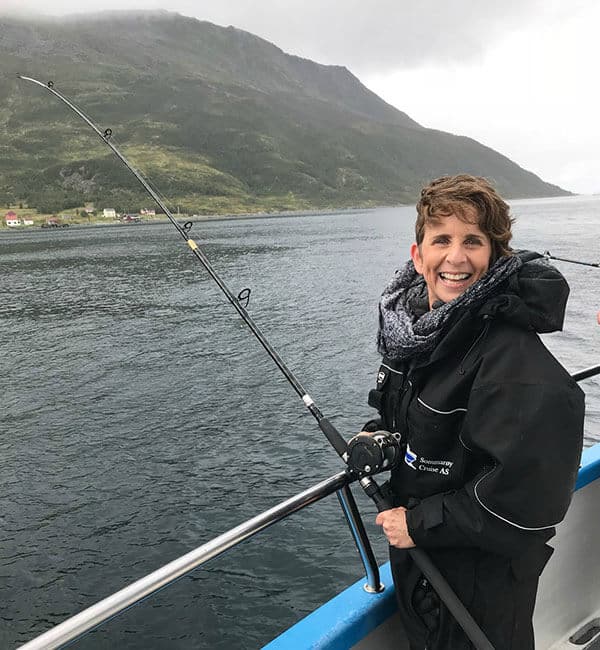 Jill fishing in Norway