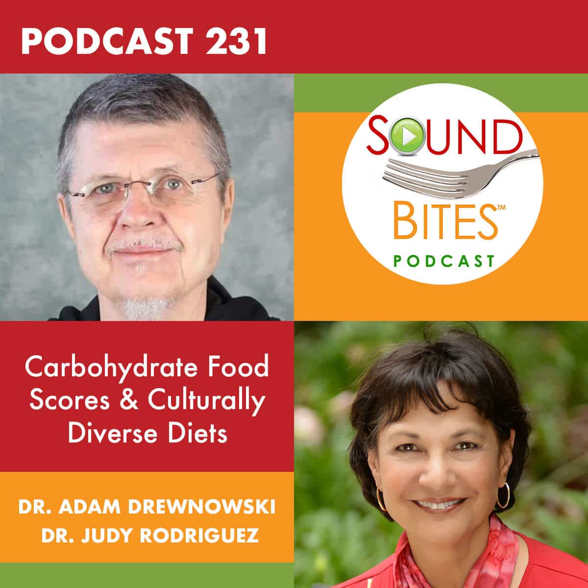 Podcast Episode 231: Carbohydrate Food Scores & Culturally Diverse Diets – Dr. Adam Drewnowski & Dr. Judy Rodriguez